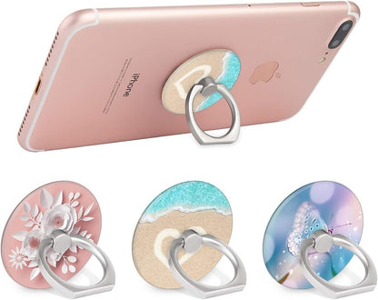 Bonoma Phone Ring Holder, 3 Pack Beach Flowers Butterfly Universal Finger Ring Stand Grip Kickstand Compatible with Smartphones and Tablets