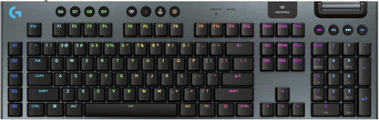 Logitech G915 X Lightspeed Wireless Mechanical Gaming Keyboard, Double-Shot PBT Keycaps, Fully Programmable Keys, RGB Backlit Mac/PC Gaming Keyboards, Aluminum Finish, GL Clicky Switches, Black
