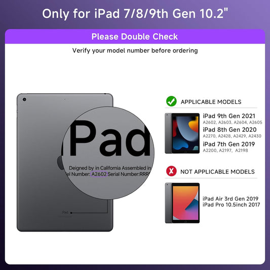 Transparent Case with Keyboard for iPad 9th (7th, 8th, and 9th Gen)10.2 Inch ,with 7-Color Backlit Wireless Keyboard,360°Rotatable Protective Case Multi-Touch Trackpad,with Pencil Holder,Purple