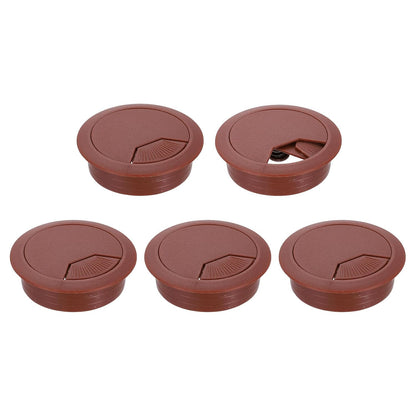 uxcell 5 Pcs 53mm (2.09 Inch) Desk Grommet, Plastic Cable Hole Cover, Wire Cord Cable Organizer for Home Office Computer Desk Cabinet, Brown