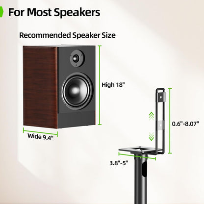 USX MOUNT Bookshelf Speaker Stands Pair, Height Adjustable Extends 32-42 inch for Rear Surround Sound Speakers, Floor Satellite Speaker Stands for Vizio Bose Sony JBL Klipsch Polk, Max Load 11 lbs