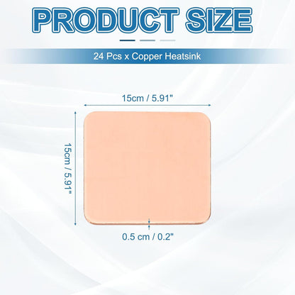 PATIKIL Copper Heatsink Pad Shims, 24 Pcs 15x15x0.5mm Copper Pad Shim IC Chipset GPU CPU Thermal Heatsink for Cooling Laptop Desktop Computer