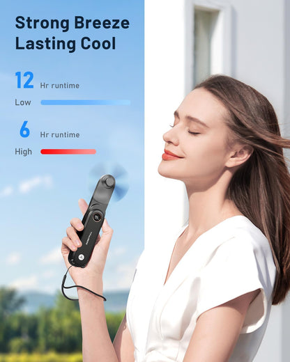 SWEETFULL Portable Handheld Mini Fan with LED Display, 3-in-1 Personal Foldable USB Rechargeable Hand Held Fan & Flashlight for Travel, Lash Eyelash, Cute Small Pocket for Women, Girls