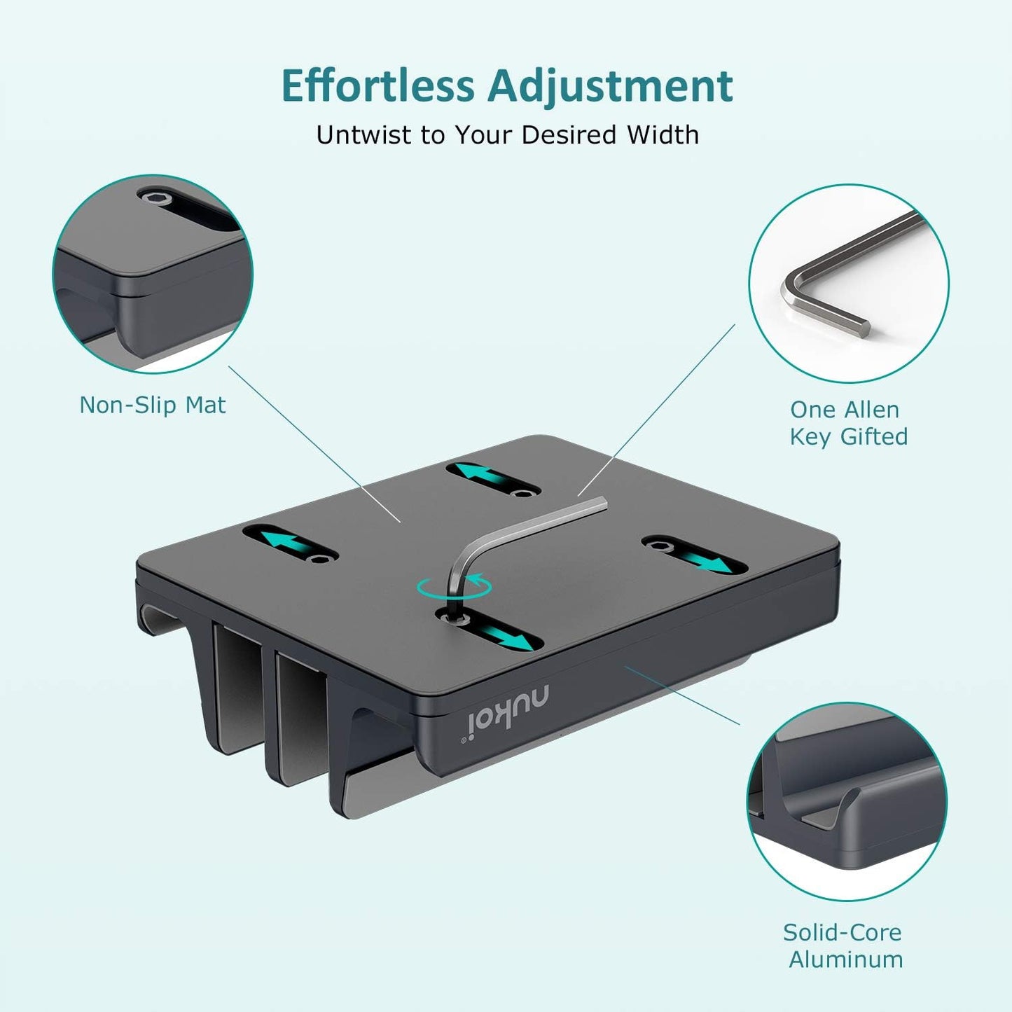 Vertical Laptop Stand - SPACEMax Adjustable GRIPLock Anti-Tip Silicone 4 Slots Aluminum Desktop Holder - Double Dock Stand - 2 Phone Slots Fits Up to 17.3” Laptops, Tablets, Phones - Gray
