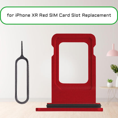 for iPhone XR Red SIM Card Slot Replacement Single SIM Version Card Tray Holder Adapter with Waterproof Rubber Ring Repair Tool Fix Kit Needle Ejector for A1984 A2105 A2106 A2107 A2108