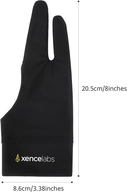 XENCELABS Drawing Glove, Breathable Artist Glove for Drawing Tablet, Two Fingers for Left Right Hand Black Size M
