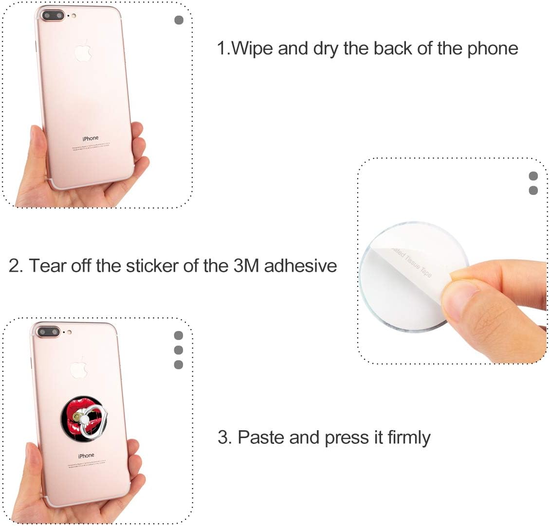 Bonoma Phone Ring Stand, 3 Pack Lips 360 Degree Rotation Finger Grip Stand Holder Compatible with Smartphones and Tablets