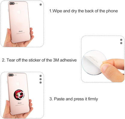 Bonoma Phone Ring Stand, 3 Pack Lips 360 Degree Rotation Finger Grip Stand Holder Compatible with Smartphones and Tablets
