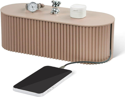 Cable Management Box Large Cable Organizer Box for Power Strips, Surge Protectors, Chargers, Adapters, TV Computer Wires Cable Hider Organizer Box with Cable Ties，Clip Holders - Khaki