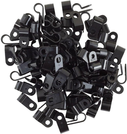 GTSE Black Nylon Plastic Cable Clamps, 5/16" Screw Mounts for Cable, Rope, Tube Management, 100 Pack