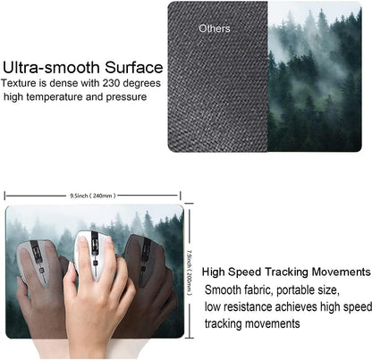 Hokafenle Mouse Pad, Square Personalized Computer Mouse Pads with Natural Design, Washable Mouse Mat, Gaming Office Home Non-Slip Rubber Base Mousepad, Misty Forest