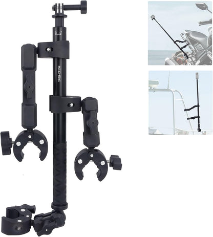 Motorcycle Ebike Mount kit for Insta360 X5, Bike & Golf Car Handlebar Clamp Mount and 59" Invisible Selfie Stick Bundle Kit, Super Clamp, Action Camera Adapter for GO2/3/3S/DJl, JC027
