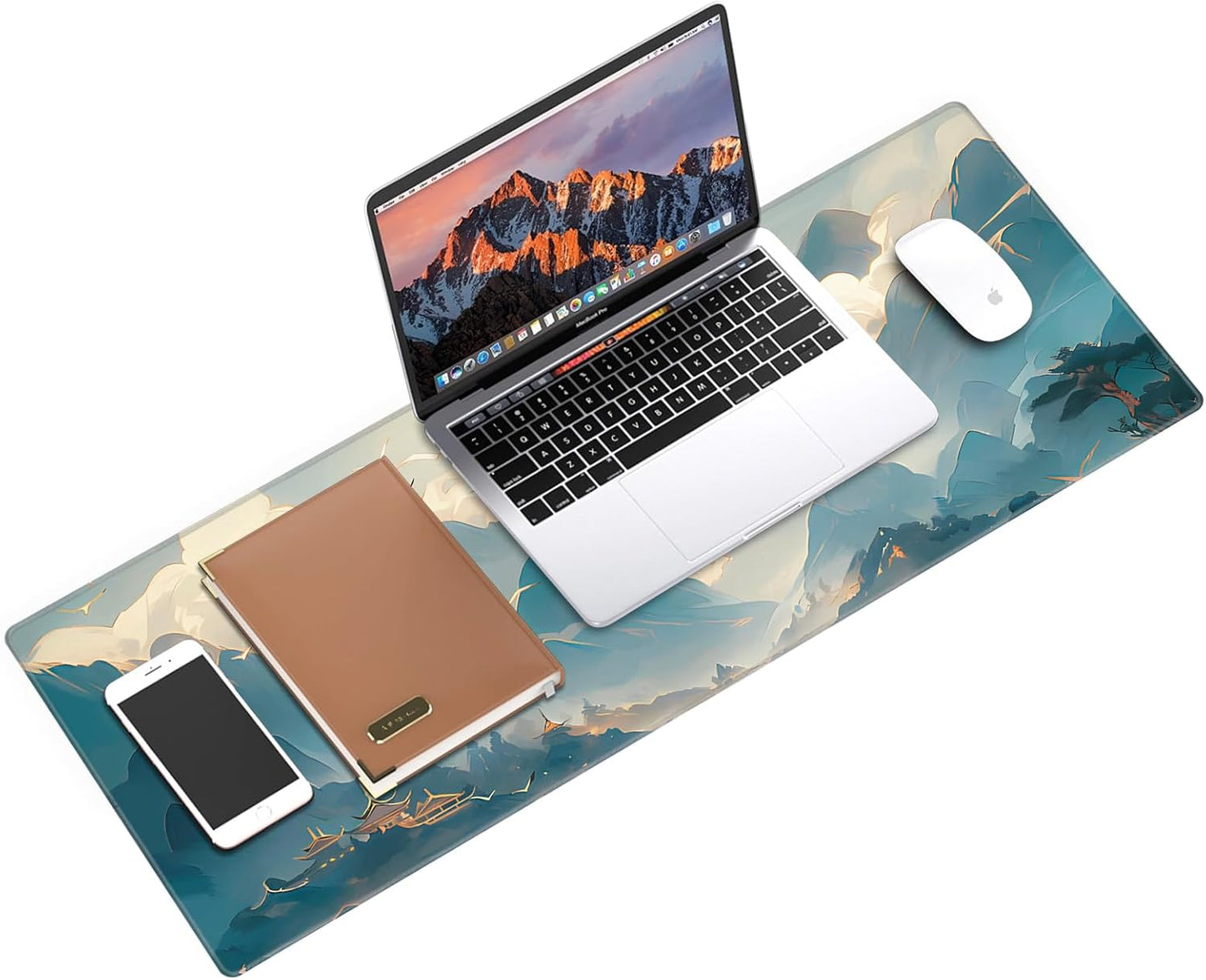 Galdas Gaming Mouse Pad XXL XL Large Long Extended Big Mousepad Non-Slip Rubber Keyboard Mouse Pad with Stitched Edges for Laptop Home Office (31.5x11.8x0.08 Inch) -Clouds