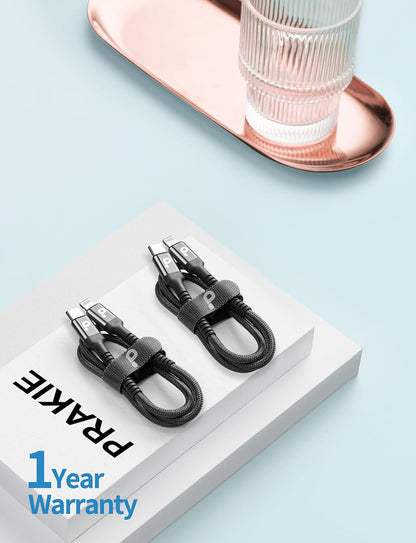 PRAKIE USB C to Lightning Cable 3FT 2Pack iPhone Fast Charger Cable [MFI Certified] 1M USBC to Lightning Apple Type C Charger Cord for iPhone 13 12 11 Pro Max Mini X XS XR 8 Plus 10 SE iPad 8th