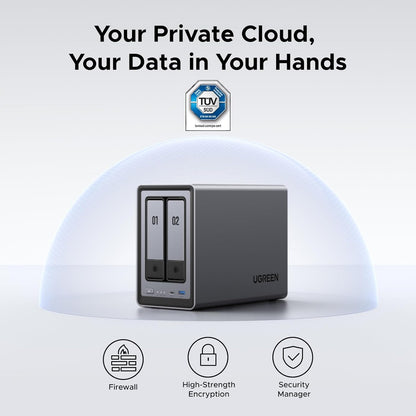 UGREEN NASync DXP2800 2-Bay Desktop NAS, Intel N100 Quad-core CPU, 8GB DDR5 RAM, 2.5GbE, 2X M.2 NVMe Slots, 4K HDMI, Network Attached Storage (Diskless)