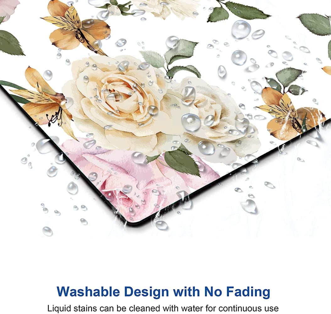 Mouse Pad, Vintage Roses Flower Floral Mouse Pad Rectangle Custom Designs, Waterproof Anti-Slip Rubber Mousepad Office Accessories Desk Decor Wireless Mouse Pads for Computers Laptop