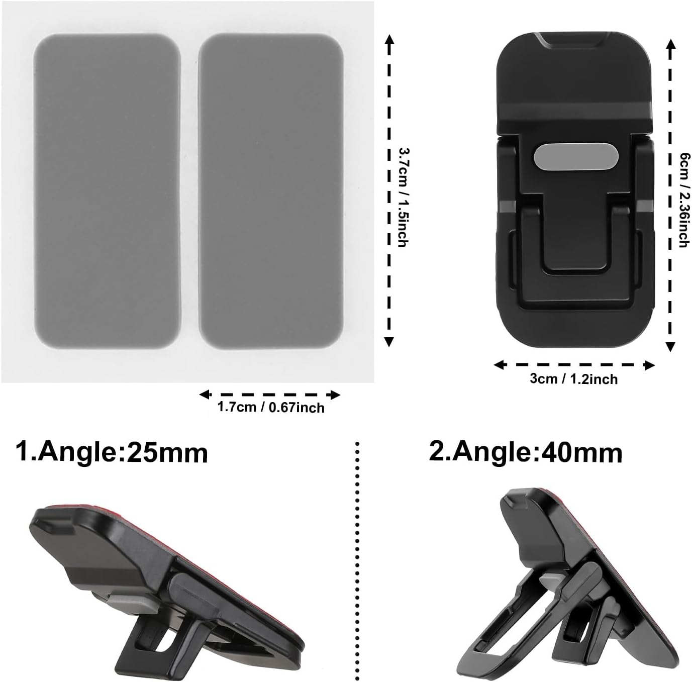 Bewudy 2 Pcs Portable Keyboard Stand, Dual Tilt Angle Adjustment, Foldable Laptop Riser, Self-Adhesive Feet for Most Keyboards (Black)