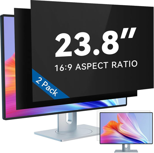 IPROKKO [2-Pack] 23.8 Inch Computer Privacy Screen Filter for 16:9 Widescreen Monitor, Removable 23.8in Anti Blue Light Glare Privacy Shield, Anti Spy Security Protector for Hp Dell Asus Acer Samsung