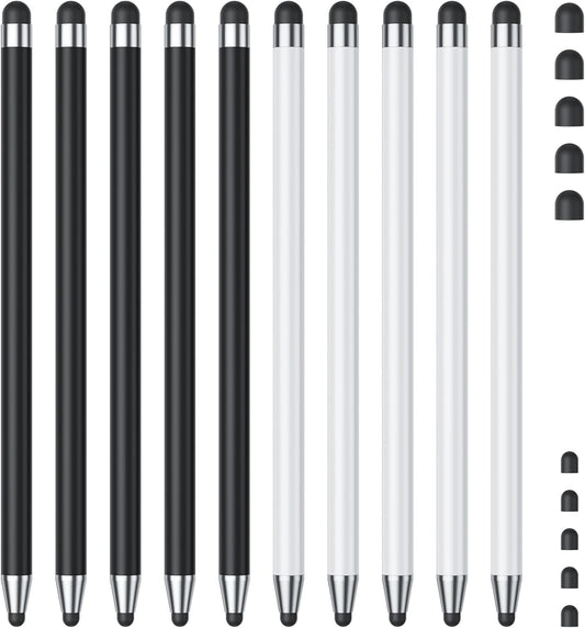 Stylus (10Pcs), Stylus Pen for Touchscreen, High Precision and Sensitivity Stylus Pen for iPad/iPhone/Samsung/Android Smartphone and Tablets, Compatible with All Capacitive Touch Screen (Black/White)