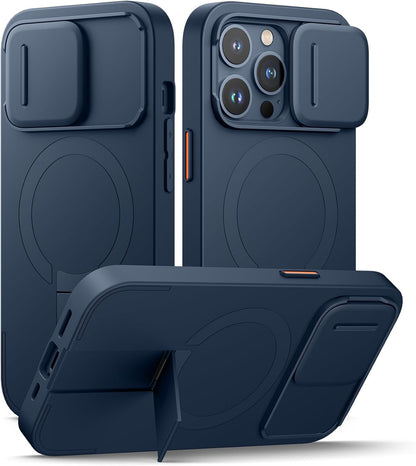 SURITCH for iPhone 13 Pro Case with Magnetic Camera Slide Cover and Adjustable Kickstand, Compatible with MagSafe, Shockproof Bumper Case Slim Protective Cover for iPhone 13 Pro 6.1 Inch, Blue