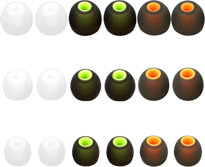 Silicone Earbud Tips Replacement - Fit Most In-Ear Earbuds (Inner Hole 3.8mm - 5.1mm) - 9 Pairs S M L
