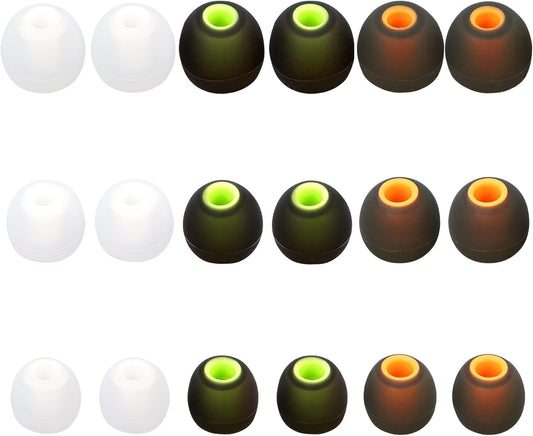 Silicone Earbud Tips Replacement - Fit Most In-Ear Earbuds (Inner Hole 3.8mm - 5.1mm) - 9 Pairs S M L