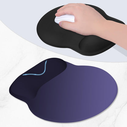 ITNRSIIET Ergonomic Mouse Pad with Wider Memory Foam Wrist Rest +17%, Curved Cushion Reduces Pressure 20%, Pain Relief, Non-Slip, Smooth, Cute Color Desk Accessory, 9.85 x 9 inch, Violet Gradient