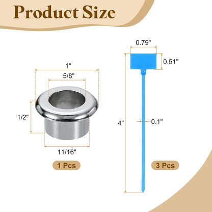 uxcell Desk Grommet, 11/16" (18mm) Zinc Alloy Cable Hole Cover Wire Cord Organizer with Marked Cable Ties for Home Office Desktop Wire, Silver Tone