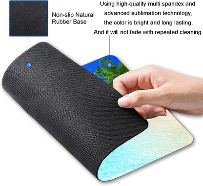 Mouse Pad, Square Beach Style Anti-Slip Rubber Mousepad for Gaming Office Laptop Computer PC Men Women Kids, Cute Custom Pattern, Beach