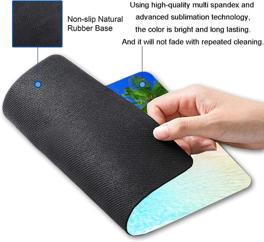 Mouse Pad, Square Beach Style Anti-Slip Rubber Mousepad for Gaming Office Laptop Computer PC Men Women Kids, Cute Custom Pattern, Beach