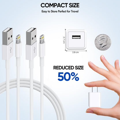 iPhone Charger, [Apple MFi Certified] 2 Pack 10ft iPhone Charger Data Sync Transfer Lightning Cable with Travel USB Wall ChargerBlock Compatible with iPhone13/12/11 Pro/SE/XS/X/XR/8/7/iPad/AirPods