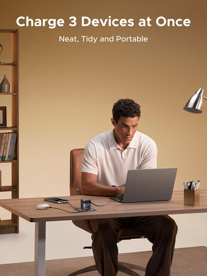 UGREEN Nexode 45W 3 in 1 Compact GaN Charger, Retractable USB C Fast Wall Charger with Foldable Plug, Compatable for iPhone 16/15/14/13/12/11 Series, Galaxy, Pixel, iPad, Space Grey