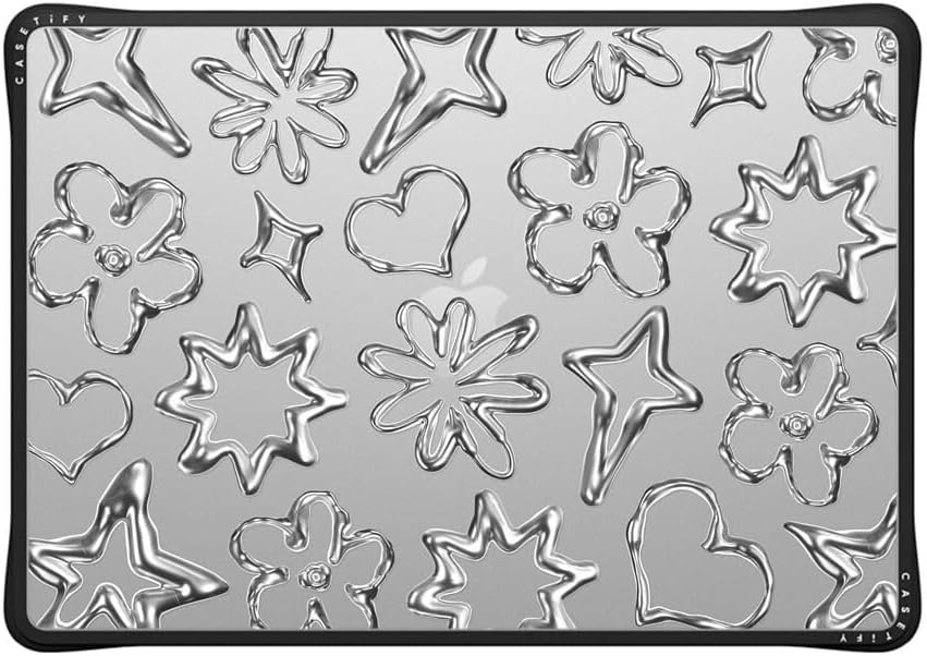 CASETiFY Impact MacBook Air 15" (M2-M4) Case [Cushioned Impact Corners/Scratch-Resistant/Anti-Slip Grip] - Chrome Doodles - Clear Black