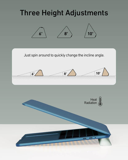 3 in 1 Silicone Laptop Stand, Keyboard Riser for Ergonomic Typing/Reading, Portable Laptop Cooling Stand, for Home Office School and Travel, Oval Base, Macaron Green