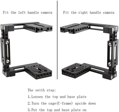 CAMVATE Universal Adjustable Camera Cage Fit for Right Handle and Left Handle Camera(Only Come with Left Handle Grip) - 1726