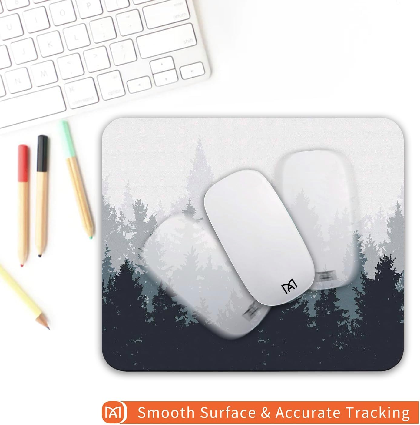 Square Mouse Pad Forest, Personalized Premium-Textured Custom Mouse Mat Design, Washable Mousepad Cloth, Non-Slip Rubber Base Computer Mouse Pads for Wireless Mouse