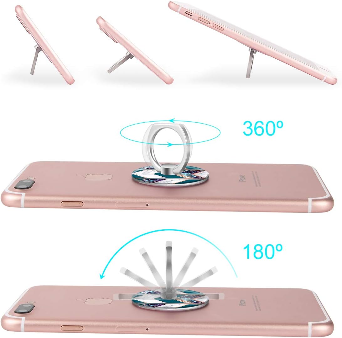 Bonoma Phone Ring Grip, 3 Pack Wave Geometric Marble 360 Degree Rotation 180 Degree Flip Finger Ring Stand Holder Compatible with Smartphones and Tablets