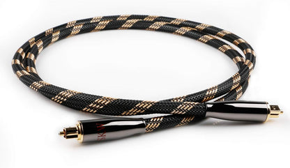 SKW Optical Digital Audio Toslink Cable Home Theater Fiber Optic Male to Male Gold Plated S/PDIF Cables - Copper Connectors, High-Reinforced Transparent Polymer Core, Nylon Braided 16.4ft(5M)