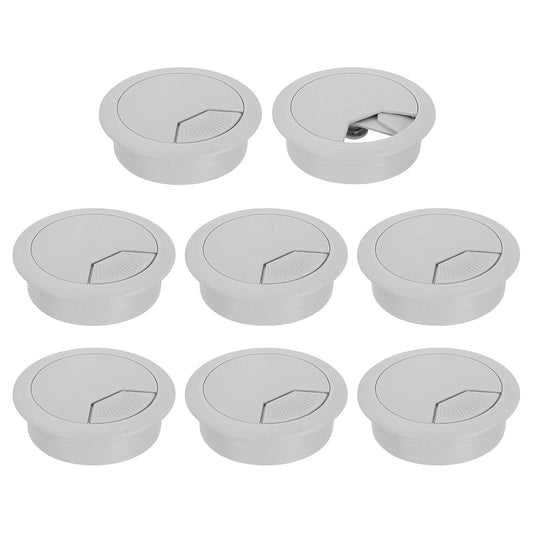 uxcell 8 Pcs 53mm (2.09 Inch) Desk Grommet, Plastic Cable Hole Cover, Wire Cord Cable Organizer for Home Office Computer Desk Cabinet, Gray