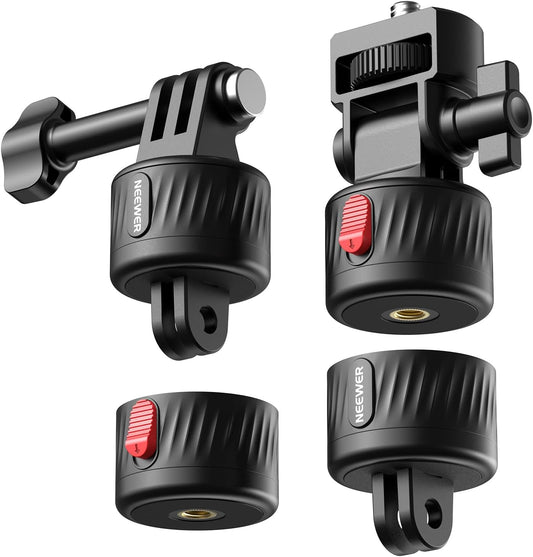 NEEWER Magnetic Action Camera Mount Kit, Compatible with GoPro Hero 13 12 11 Max DJI Osmo Action Insta360, ABS Magnetic Quick Release Mount for POV Shots, GP-24