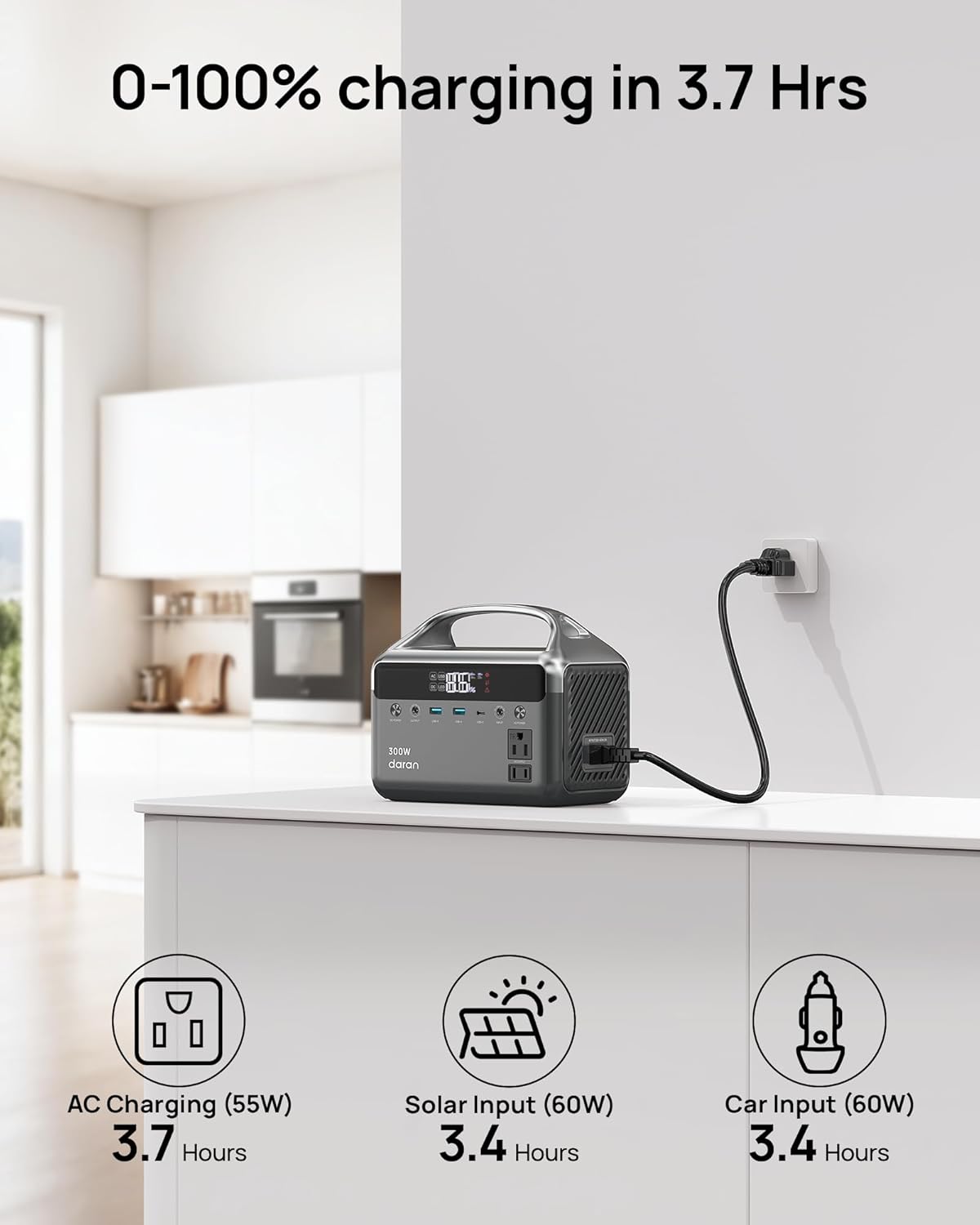 Portable Power Station 300W (600W Peak), 192Wh (60,000mAh) LiFePO4 Battery Backup with AC Outlets, 5.5LB Power Bank for Outdoor Camping, Traveling, Home & Emergency