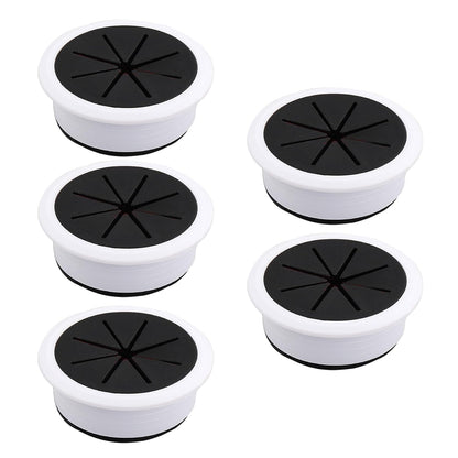 5 Pcs Desk Grommet 2" / 50 mm, Desk Hole Cover for Cables Black and White, Cable Grommet ABS Plastic, Desk Hole Grommet for Home & Office Pc, Detachable Cable Cord Organizer