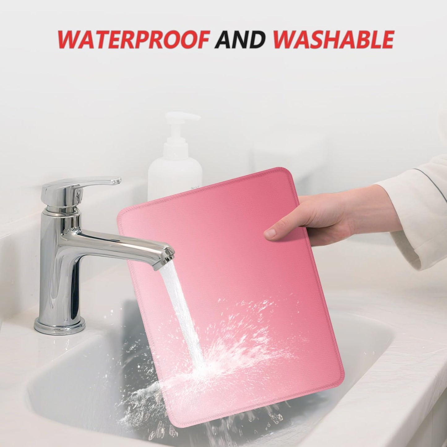 ITNRSIIET Mouse Pad Non-Slip Rubber Base Smooth Surface Stitched Edges Waterproof Durable Compatible with All Mice for Office & Gaming, Desk Accessory, 10.2x8.3x0.12 inch, Rose Gradient