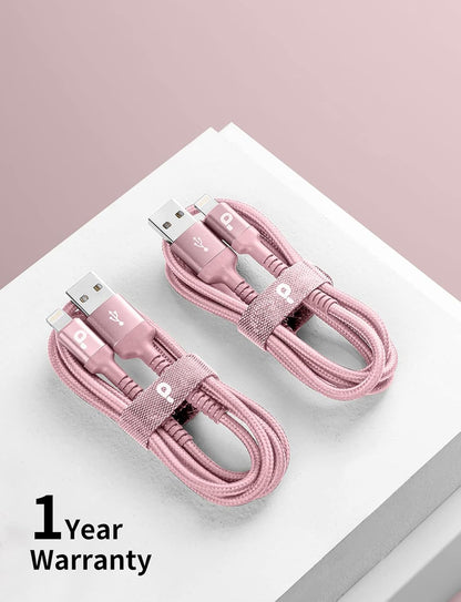 iPhone Charger 6FT 2Pack, Lightning Cable [Apple MFi Certified] iPhone Fast Charging Cord Compatible with iPhone 14/13/12/11 Pro Max/XS MAX/XR/8/7/Plus/6S/6/SE/5S/iPad (Pink)