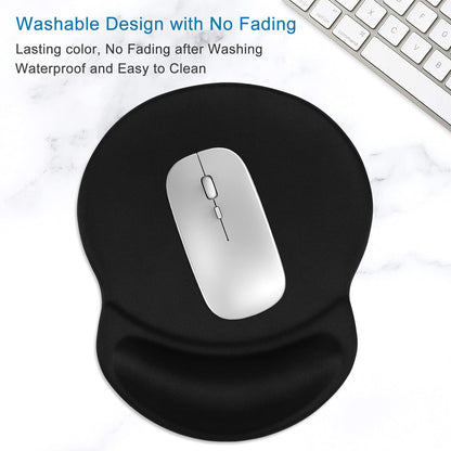 ITNRSIIET Ergonomic Mouse Pad with Gel Wrist Rest Support Gaming Small Wrist Rest Smooth Surface Non-Slip PU Base Comfortable Office Supplies Pain Relief, 8.7 x 7.2 inches, Black