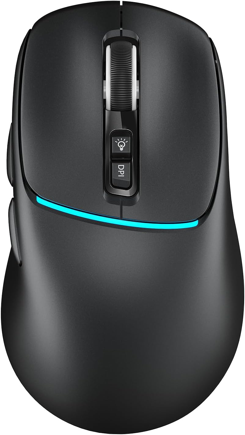 R108 Bluetooth Wireless Mouse – Dual Bluetooth ＆ 2.4GHz USB Receiver, 4 DPI Levels (1000–3200), Type-C Rechargeable, Ergonomic Right-Hand Grip, Silent Click, for Computer/Mac/Laptop - Black