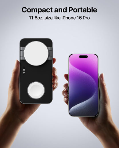 Foldable 3 in 1 Wireless Charging Station for Apple Compatible with Magsafe Charger Stand,Magnetic Wireless Charger Station for iPhone 16 15 14 13 12 Series,Airpods Pro,Apple Watch(Black)