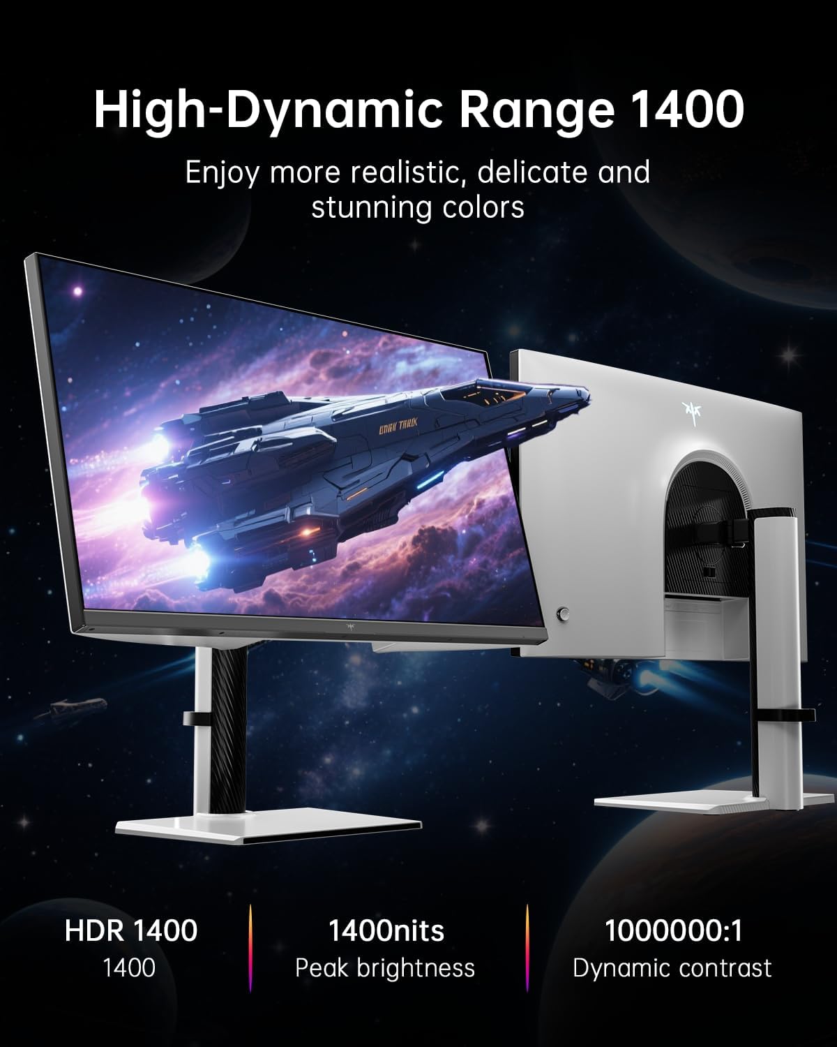 KTC 27 Inch Dual Mode Mini LED Monitor - 4K UHD at 160Hz & 1080P FHD 320Hz Gaming Monitor, 65W Type-C Port, HDR1400 Fast IPS Panel, Adaptive-Sync, HDMI 2.1 & DP 1.4, Height Adjustment, VESA Wall Mount