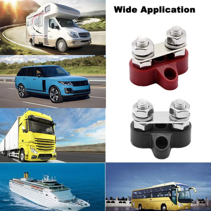 Heart Horse Bus Bar Terminal Block 5/16'' Power Stud Battery Junction Post Distribution Block Insulated with Cover DC 48V 300A for Auto Truck RV Boat (5/16'',Red+Black)
