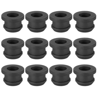 PATIKIL 10.5mm / 7/16 Inch Drill Hole,5/16 Inch ID Rubber Grommets, 12Pcs Top Hat Grommet for Wiring Eyelet Ring Gasket Automotive Firewall Cable Hole Plugs Wires Protection, Black